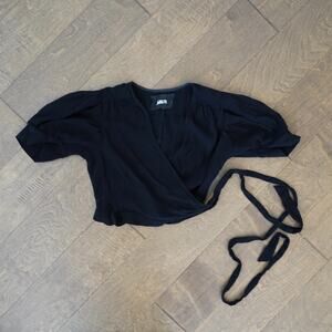 Reformation Black Kimono Style Short Sleeve Women's Wrap Top Size‎ XS